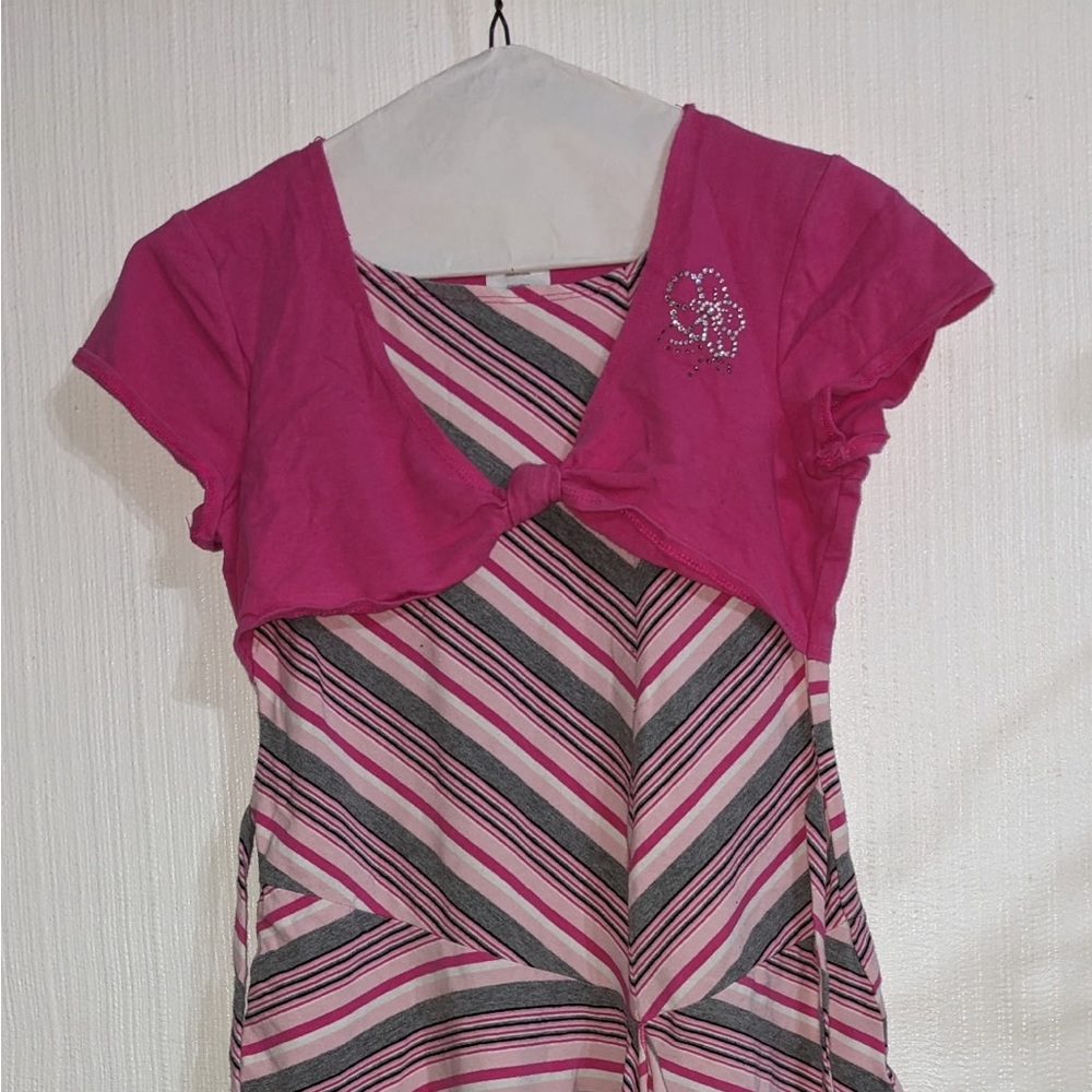 Pink and Gray Striped Dress